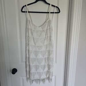 White Dress with Silver Sequin Fringe